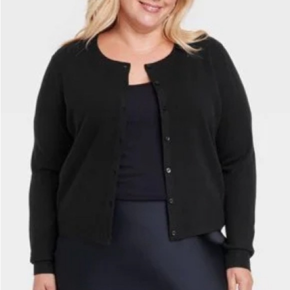 NWT Women's Plus Size Cozy Knit Cashmere-Like Black Cardigan - A New Day™ - Picture 1 of 7